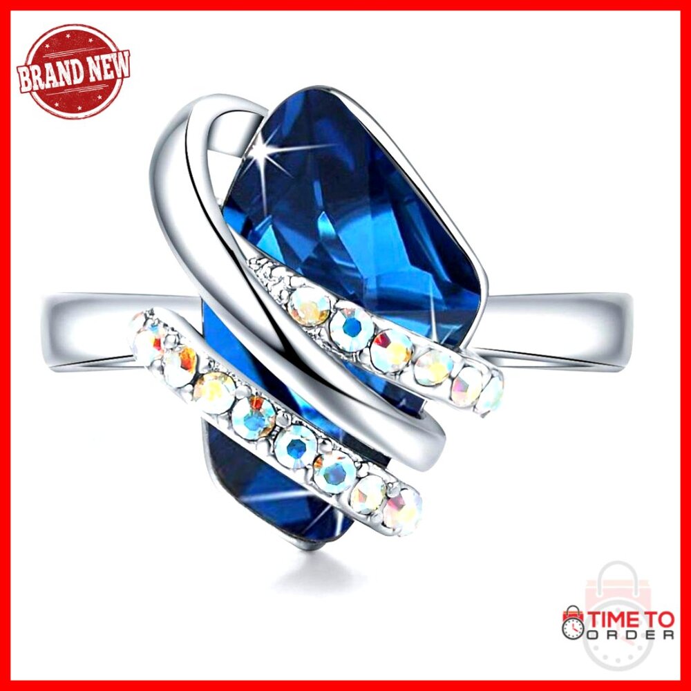 Adjustable Open Crystal Birthstone Ring Size 6.5-… - image 1